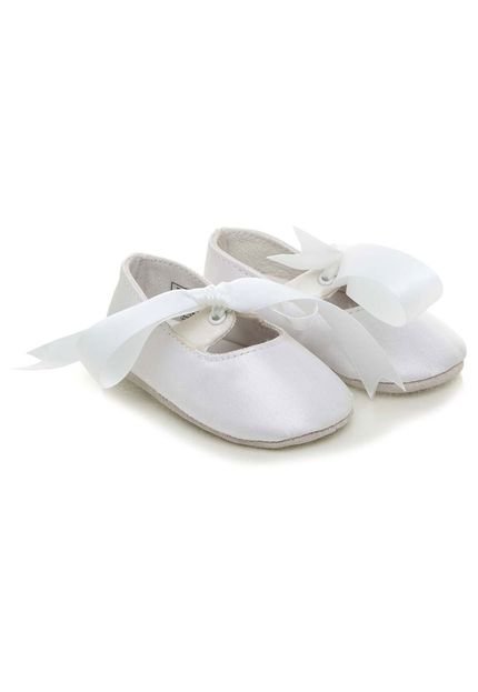 Sapato Infantil Bebê Polo Ralph Lauren Briley White Cetim Liso Branco - Marca Polo Ralph Lauren