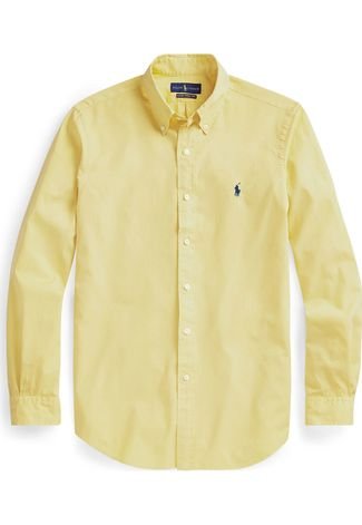 Camisa Polo Ralph Lauren Slim Fit Feather Weight Twill Amarela