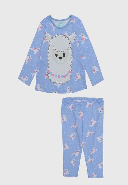 Pijama Kyly Longo Infantil Lhama Azul - Marca Kyly