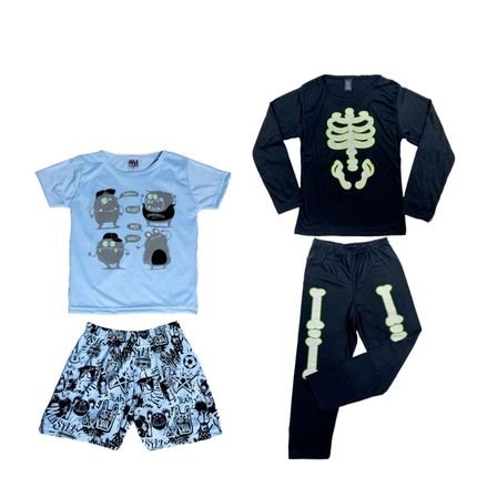 Kit 2 Conjuntos Pijamas Infantil Menino Brilha no Escuro Ultimas Unidades - Marca CFAstore