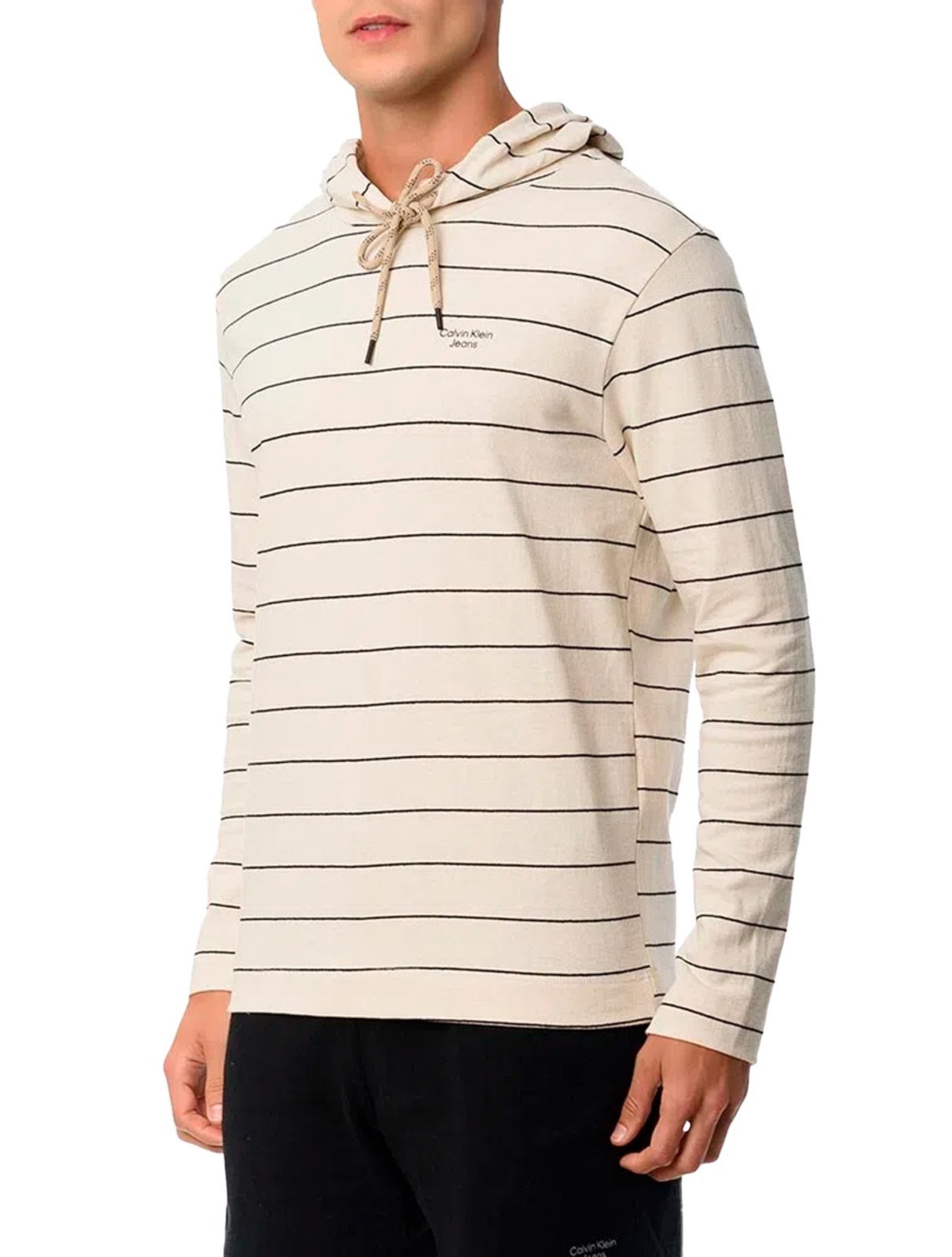 Blusa Calvin Klein Jeans Masculina Hoodie Stripe Sustainable Off-White - Marca Calvin Klein