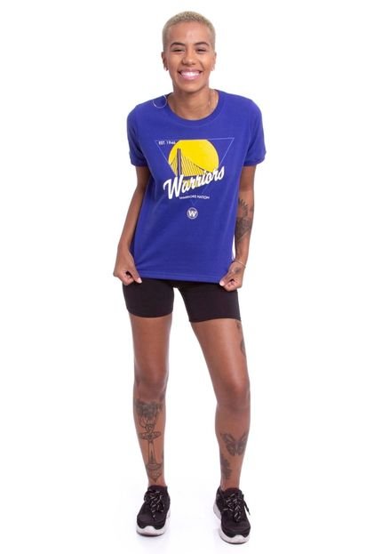 Camiseta NBA Feminina Estampada Symbol City Golden State Warriors Casual Azul - Marca NBA