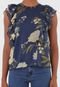 Blusa Vero Moda Floral Azul-Marinho - Marca Vero Moda