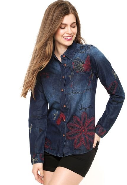 Camisa Jeans Manga Longa Desigual Full Cors Azul - Marca Desigual