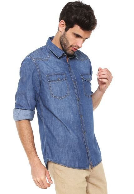 Camisa Jeans Hering Reta Azul - Marca Hering