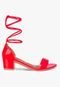 Sandália Feminina Salto Quadrado Grosso Bloco Baixo Confortável Sapato Festa  elegante Vermelho -Verniz - Marca TAKATA BY RAFAEL TAKATA