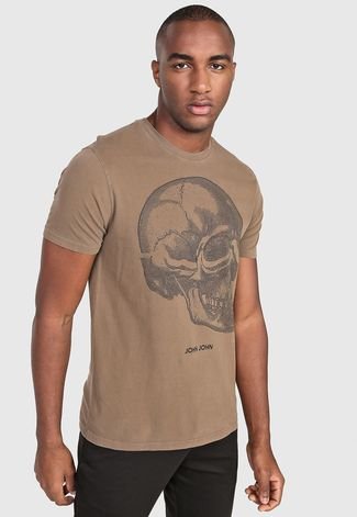 Camiseta John John Caveira Marrom - Compre Agora