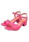 Sandália Salto Grosso Rosa Chic Calçados Feminino Salto Baixo Bloco Bico Quadrado Pink - Marca Rosa Chic Calçados