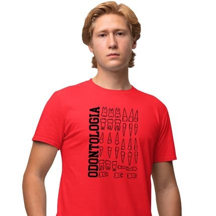 Camisa Camiseta Genuine Grit Masculina Estampada Algodão 30.1 Odontologia - P - Vermelho - Marca Genuine