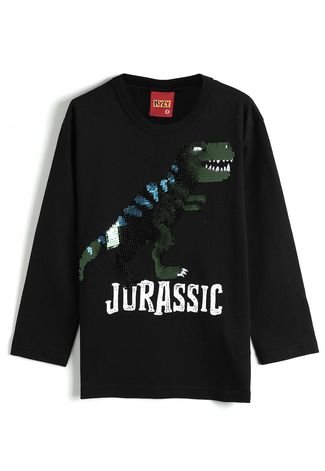 Camiseta Kyly Menino Dinossauro Preta