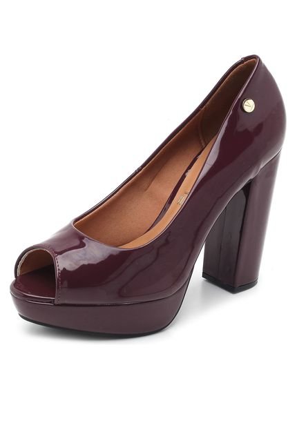 Peep Toe Vizzano Verniz Vinho - Marca Vizzano