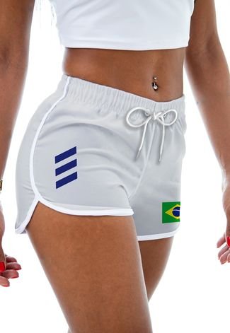 Short Feminino Praia Estampado Copa Brasil Sport Branco Listra - Compre  Agora