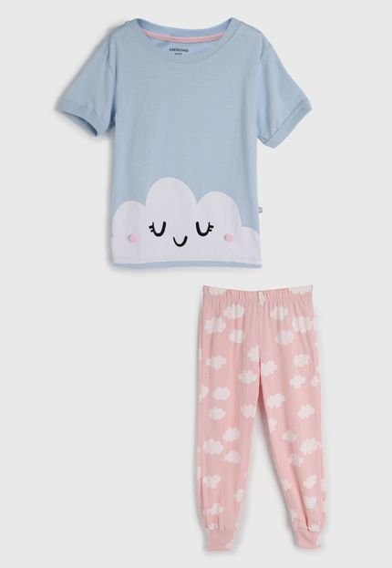 Kit Pijama Infantil 2pçs Hering Kids Longo Personagens Azul/Rosa - Marca Hering Kids