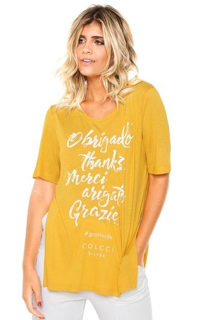 Camiseta Colcci Obrigado Amarela - Marca Colcci