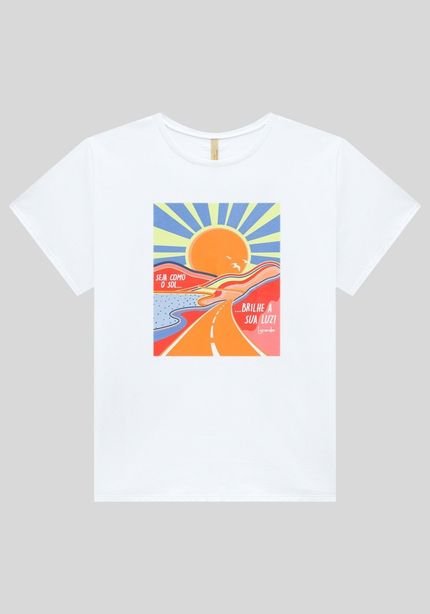 T-shirt Plus Size em Malha com Estampa Solar - Marca Lunender