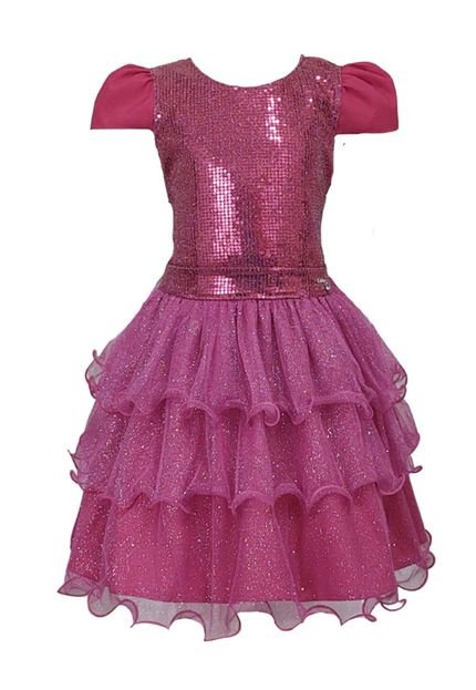 Vestido Infantil de Festa Katitus Tulle Brilho Pink - Marca KATITUS