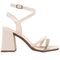 Sandalia Feminina Salto Alto Grosso Tira de Strass Confortavel Via Angel 7301  Off White - Marca VIA ANGEL