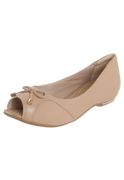 Sapatilha Salto Interno Peep Toe Joanete Bege - Marca Comfortflex