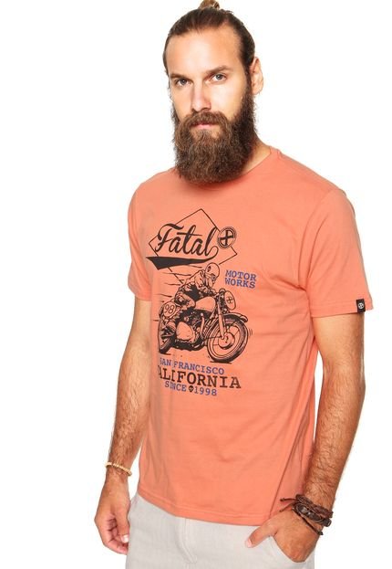 Camiseta Fatal Moto Laranja - Marca Fatal Surf