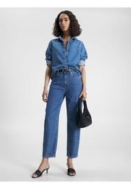 Jeans Cónicos De Talle Alto Y Corte Globo Tobilleros Mujer Azul Tommy Hilfiger