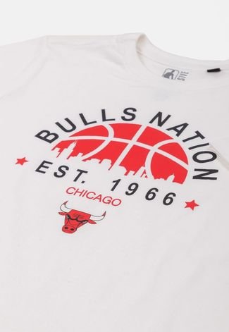 Camiseta NBA Juvenil City Nation Chicago Bulls Branca Off