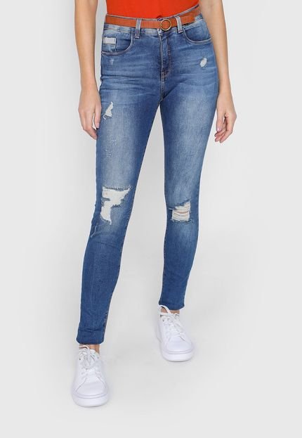 Calça Jeans Lunender Skinny Destroyed Azul - Marca Lunender
