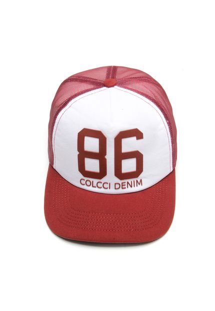 Boné Colcci Trucker 86 Tela Vermelho/Branco - Marca Colcci