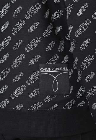Blusa de Moletom Fechada Calvin Klein Jeans Ck50 Preto/Branco