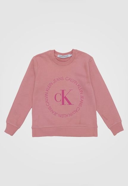 Blusa de Moletom Calvin Klein Kids Infantil Lettering Rosa - Marca Calvin Klein Kids