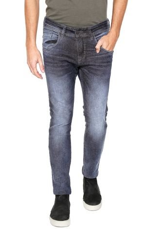 Calça Jeans Zune Skinny Estonada Azul-Marinho