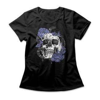 Camiseta Feminina Skull Nature - Preto
