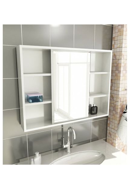 Espelheira para Banheiro Modelo 22 80 cm Branca Tomdo - Marca Tomdo