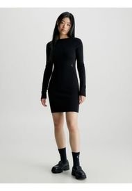 Vestido Con Espalda Abierta De Punto Algodón Mujer Negro Calvin Klein