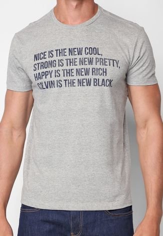 Camiseta Calvin Klein Jeans Lettering Cinza - Compre Agora