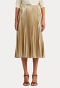 Saia Lauren Ralph Lauren Midi Plissada Metalizada Dourada - Marca Lauren Ralph Lauren