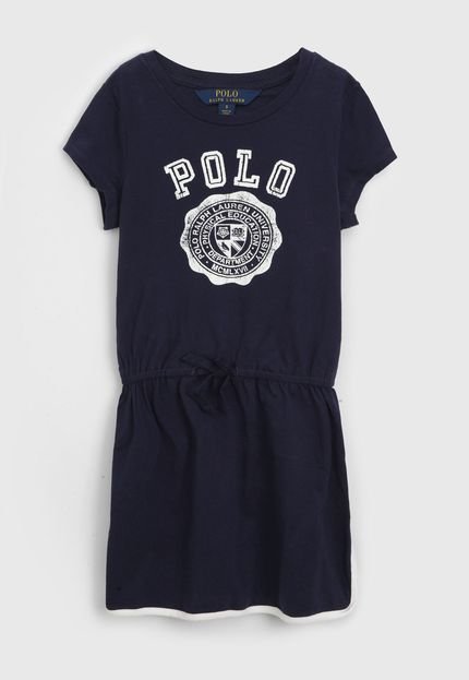 Vestido Polo Ralph Lauren Infantil Estampado Azul-Marinho - Marca Polo Ralph Lauren