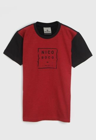 Camiseta Nicoboco Infantil Logo Vinho/Preto