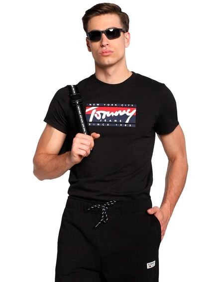 Camiseta Tommy Jeans Masculina Essential Script Tee Preta - Marca Tommy Jeans