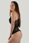 Body Feminino Fitss Renda Preto Lingerie Transparente Alcinha Decote V - Marca Fitss