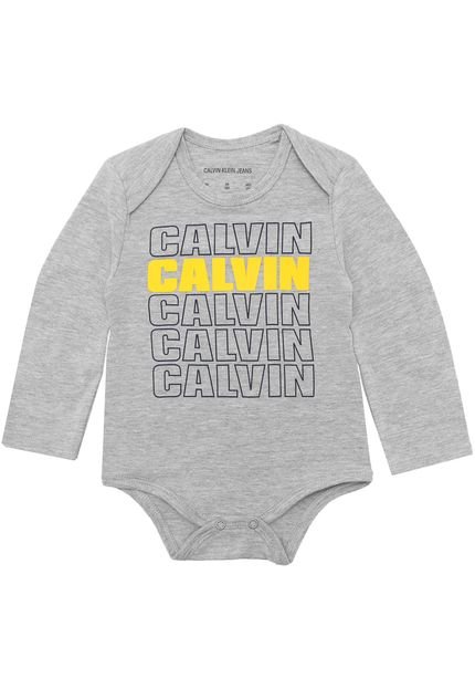 Body Calvin Klein Kids Menino Escrita Cinza - Marca Calvin Klein Kids