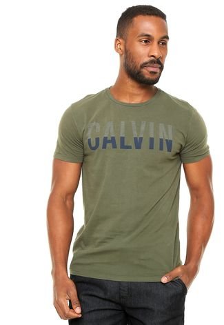 Camiseta Calvin Klein Jeans Logo Verde