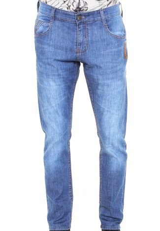 Calça Jeans Gangster Skinny Básica Azul