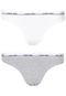 Kit 2pçs Calcinha Calvin Klein Underwear Fio Dental Logo Cinza/Branco - Marca Calvin Klein Underwear