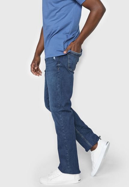 Calça Jeans Calvin Klein Jeans Reta Destroyed Azul-Marinho - Marca Calvin Klein Jeans
