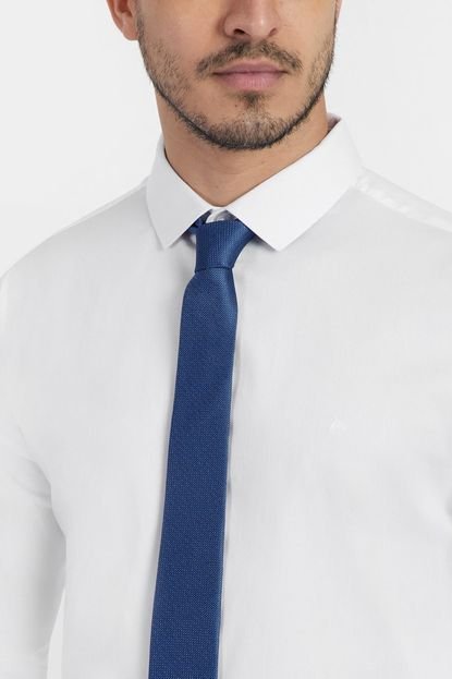 Gravata Jacquard de Seda Textura Azul Com Branco - Marca Aramis