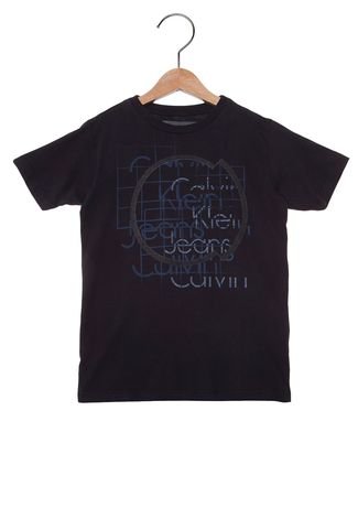 Camiseta Calvin Klein Kids Infantil Geométrica Preta