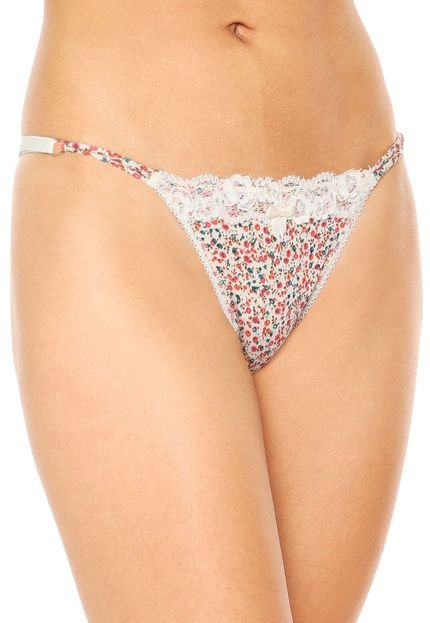 Calcinha Lorie String Floral Branco - Marca Lorie