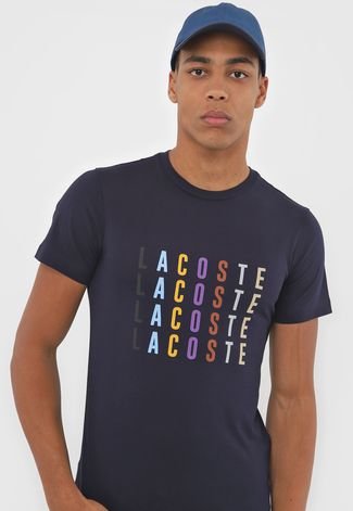 Camiseta Lacoste Lettering Azul-Marinho