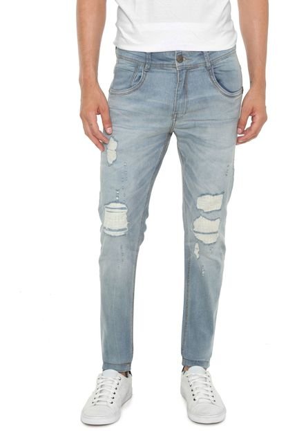 Calça Jeans Zune Slim Destroyed Azul - Marca Zune