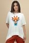 T-Shirt Baby Malha Manga Curta Corte a Fio Off White Girafa - Marca Amazonia Vital